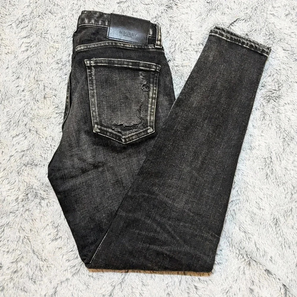 Moussy Vintage Black Jeans Lenwood Distressed Mid Rise Cropped Denim size 26 - Picture 5 of 13